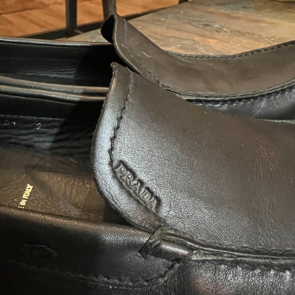 PRADA Men\'s Saffiano Leather Penny Drivers, SZ 9